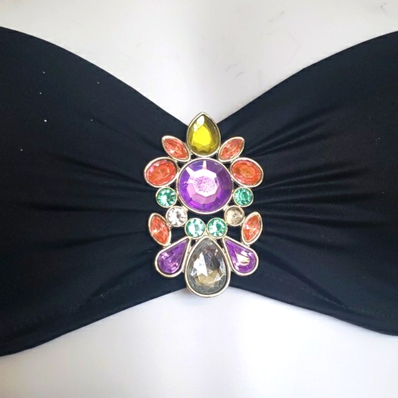Victoria's Secret Swim | Black Jeweled Accented Bandeau Top Only, Sz 32 D. - Picture 2 of 14